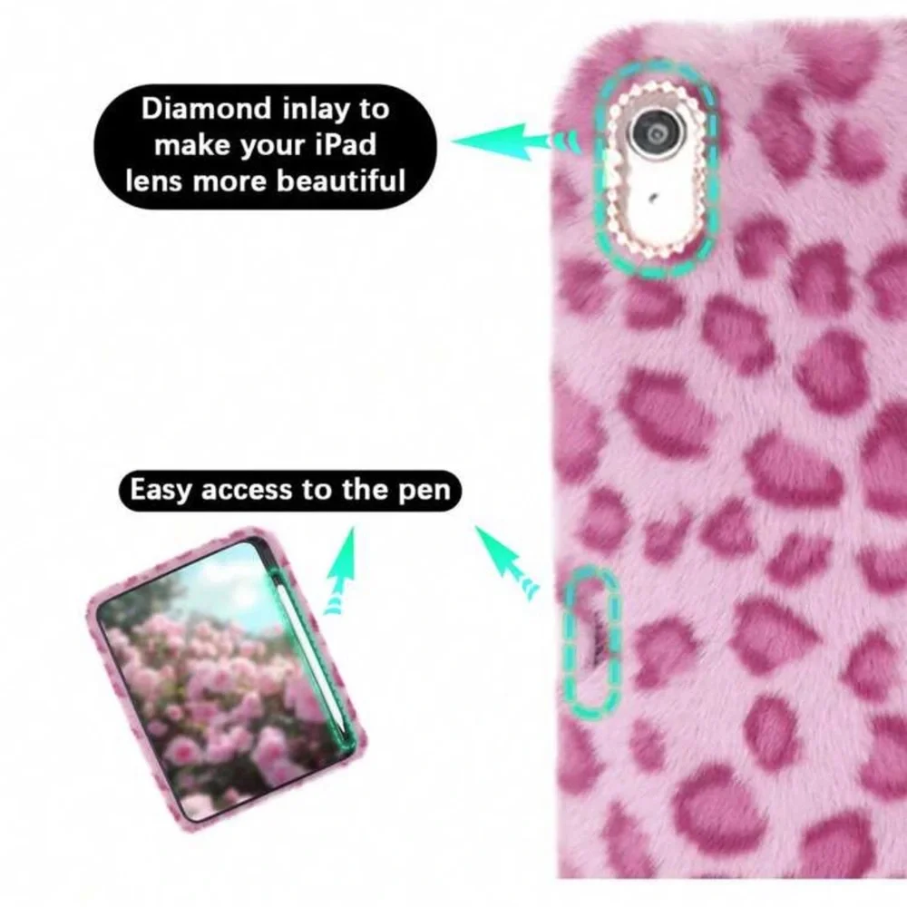 NWT Pink Leopard Plush iPad 10th Generation (10.9-inch)